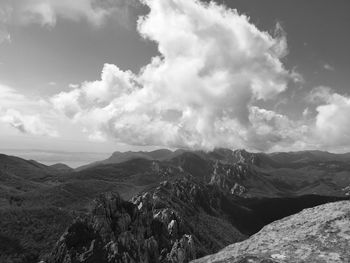 Scenic view of mountains against sky