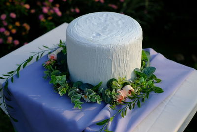 High angle view of vegetables on table