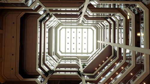 Directly below shot of spiral staircase in building