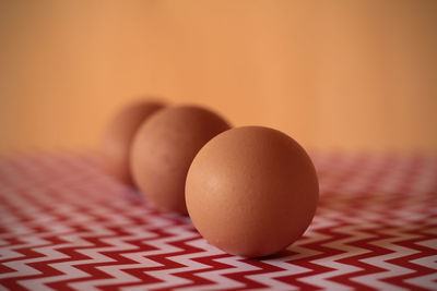 Close-up of eggs on table