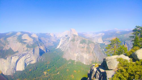 Scenic view of mountains against clear sky