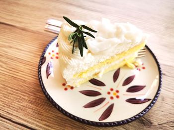 High angle view of cake on plate