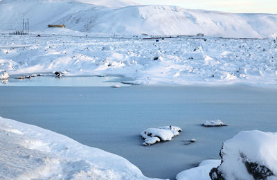 Scenic view of snowcapped landscape