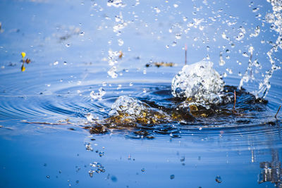 Close-up of frozen lake