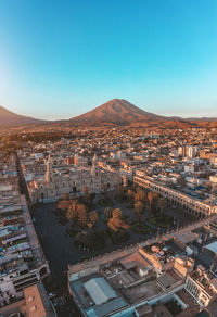 High angle view of townscape against sky