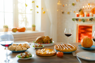 Happy thanksgiving day.autumn feast. family traditional dinner. food concept. celebrate holidays.