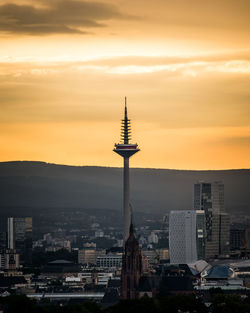 View of buildings against sky during sunset in frankfurt, germany 
