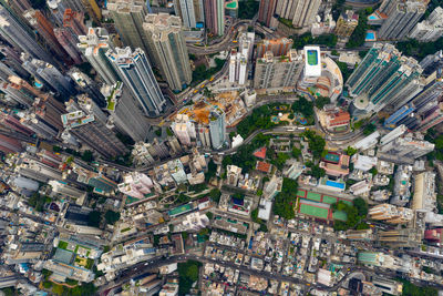 Aerial view of modern buildings in city