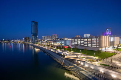 High angle view of city at waterfront