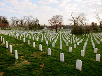 Scenic view of cemetery against sky