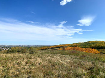 Scenic view of land against sky