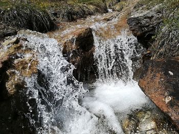 Water flowing through rocks