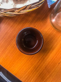 High angle view of tea on table