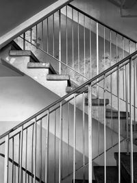 High angle view of man on staircase