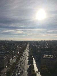 High angle view of city against sky