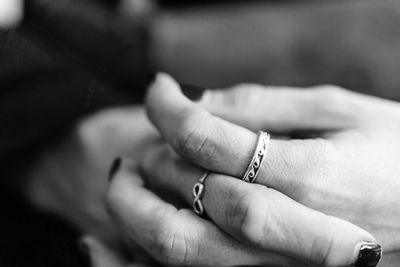 Close-up of couple hands