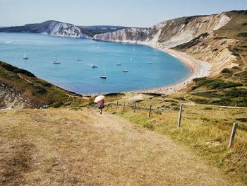 Landscape beach in summer in purbecks, uk