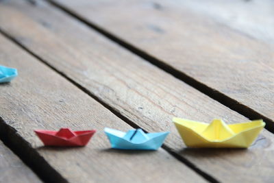 Close-up of heart shapes on table