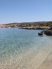 Scenic view of sea against clear sky