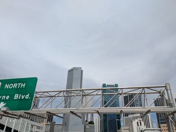 Low angle view of text on building against sky