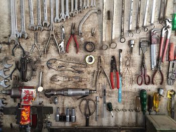 Close-up of tools in workshop