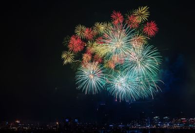 Low angle view of firework display