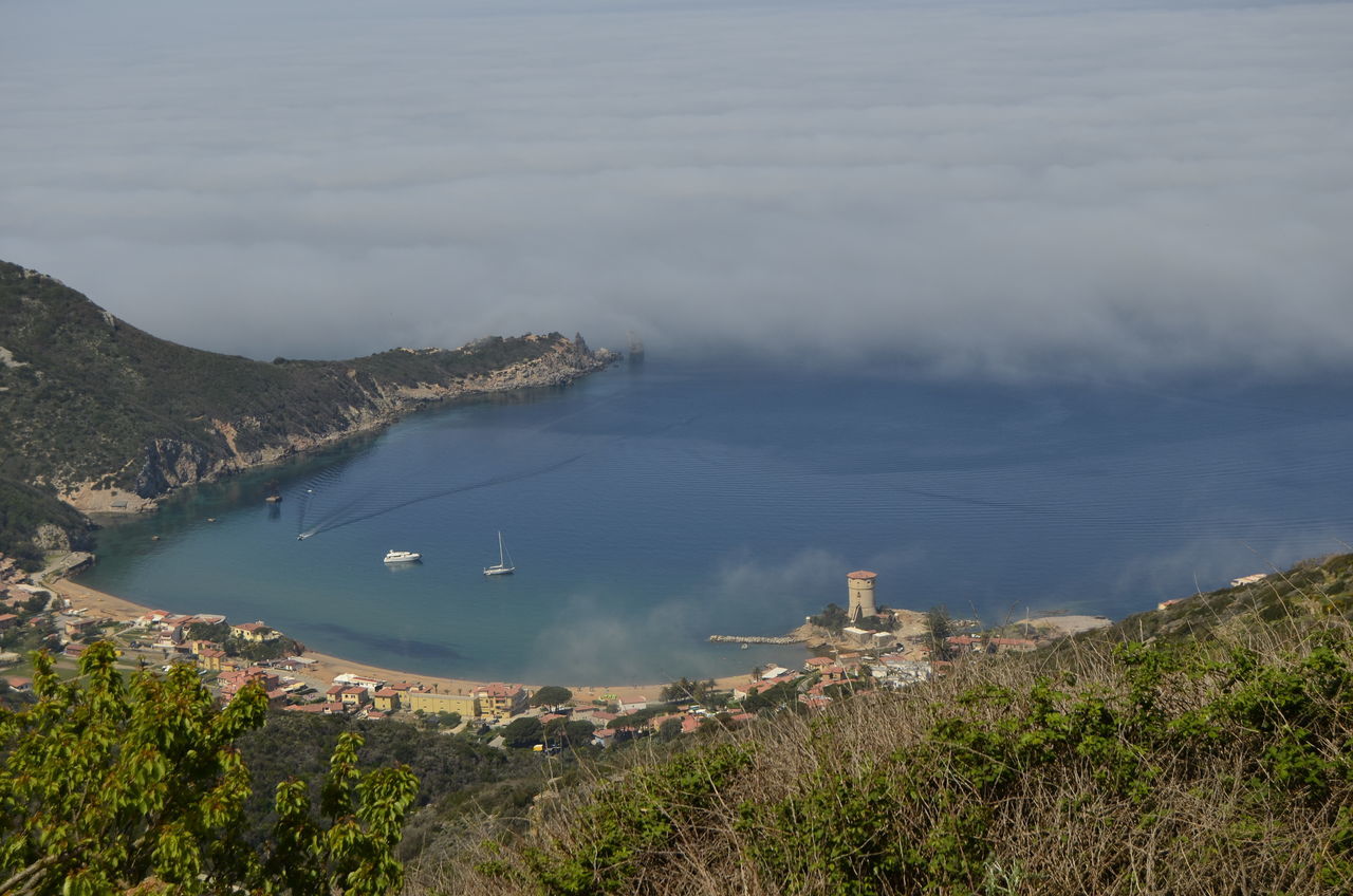 water, nature, cloud - sky, day, scenics - nature, sea, sky, beauty in nature, no people, land, plant, transportation, high angle view, nautical vessel, tranquil scene, tranquility, architecture, outdoors, built structure, bay