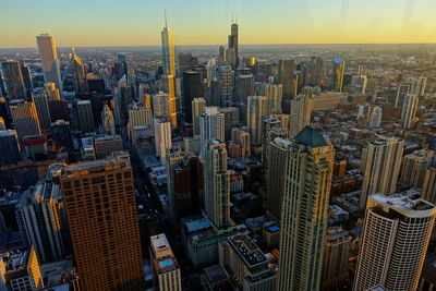 Aerial view of modern buildings in city