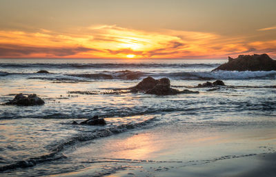 Scenic view of sea at sunset