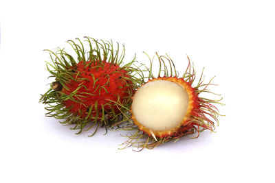 Close-up of fruit against white background