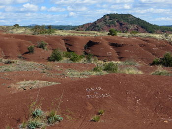 Scenic view of land against sky