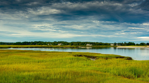 Scenic view of lake against sky