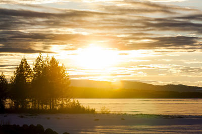 Scenic view of sunset over sea