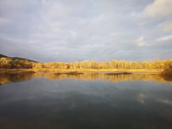 Scenic view of lake against sky