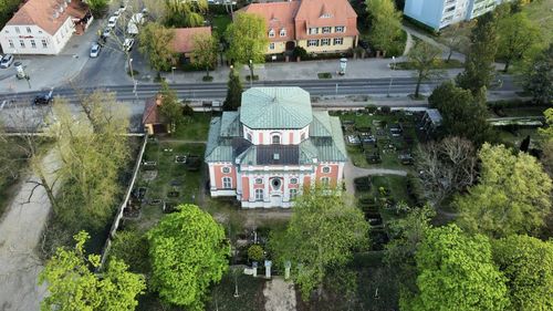 High angle view of buildings in city