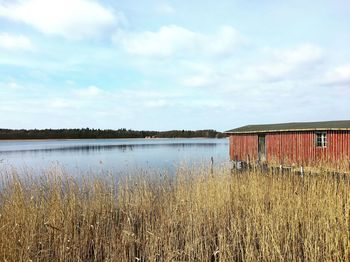 Scenic view of lake against sky