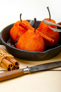 High angle view of fruits on table