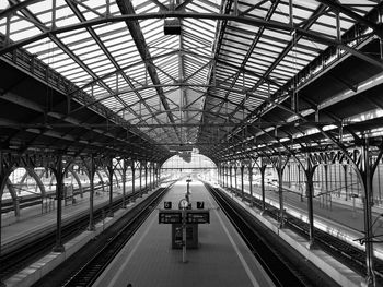 Train at railroad station platform