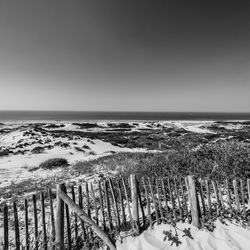 Scenic view of sea against clear sky