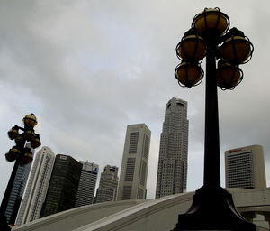 Low angle view of skyscrapers against sky