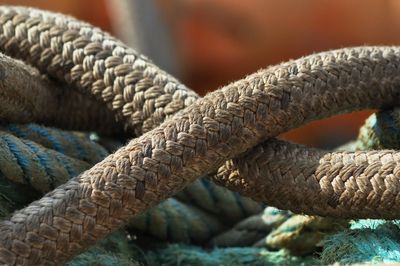 Close-up of rope tied to metal