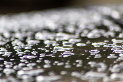 Full frame shot of raindrops on leaf