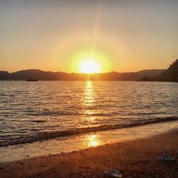 Scenic view of sunset over sea