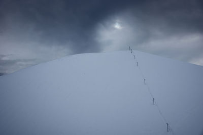 Low angle view of snowcapped mountain against sky