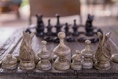 Close-up of chess pieces