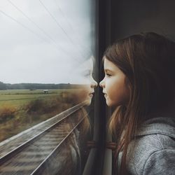 Cute girl in train