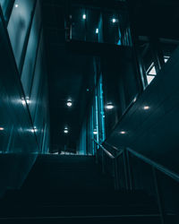 Low angle view of illuminated staircase in building