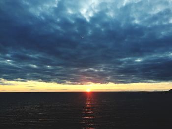 Scenic view of sea against cloudy sky