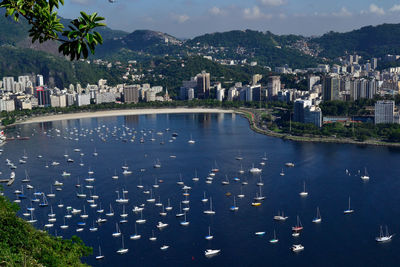 High angle view of buildings in city