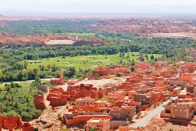 High angle view of townscape against sky